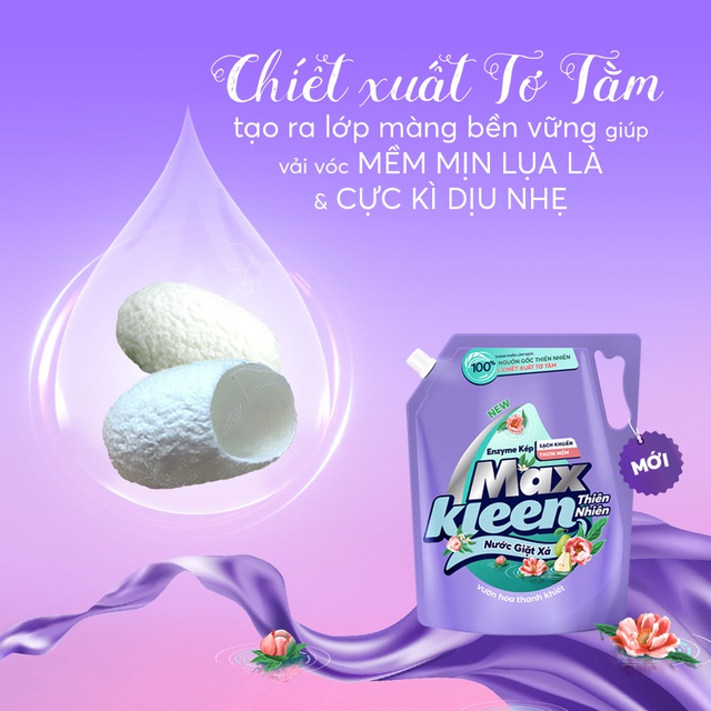 Combo Túi Nước Giặt Xả Maxkleen Thiên Nhiên 2.2kg + Combo Lau Đa Năng