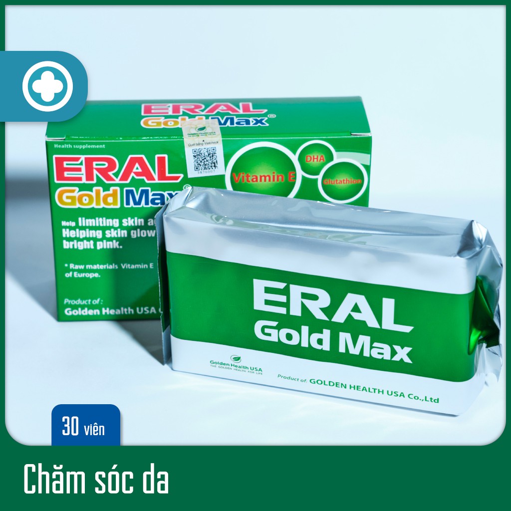 Vitamin E ERAL GOLD MAX hạn chế lão hóa, giúp da hồng hào sáng mịn.
