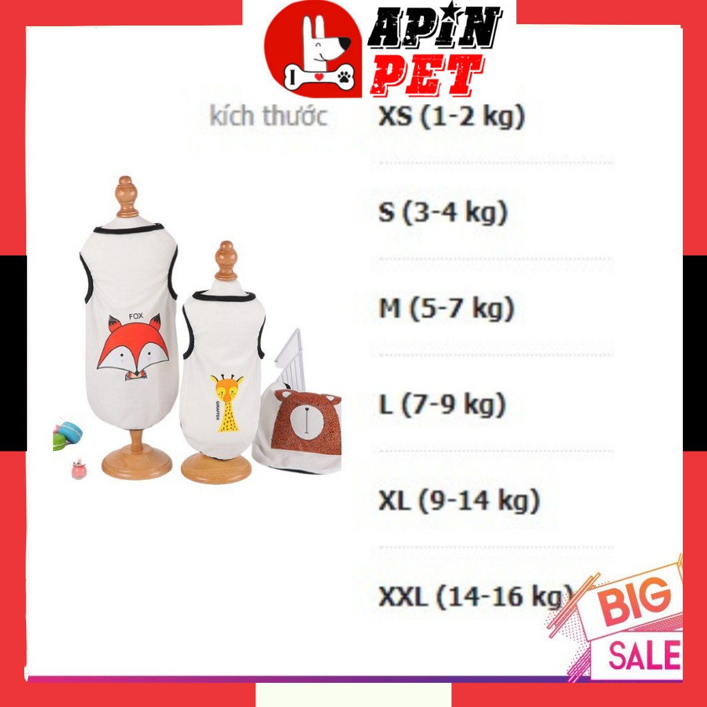 Áo Cho Chó Con In hình Ngộ Nghĩnh Co Giãn Tốt Size XS-XL