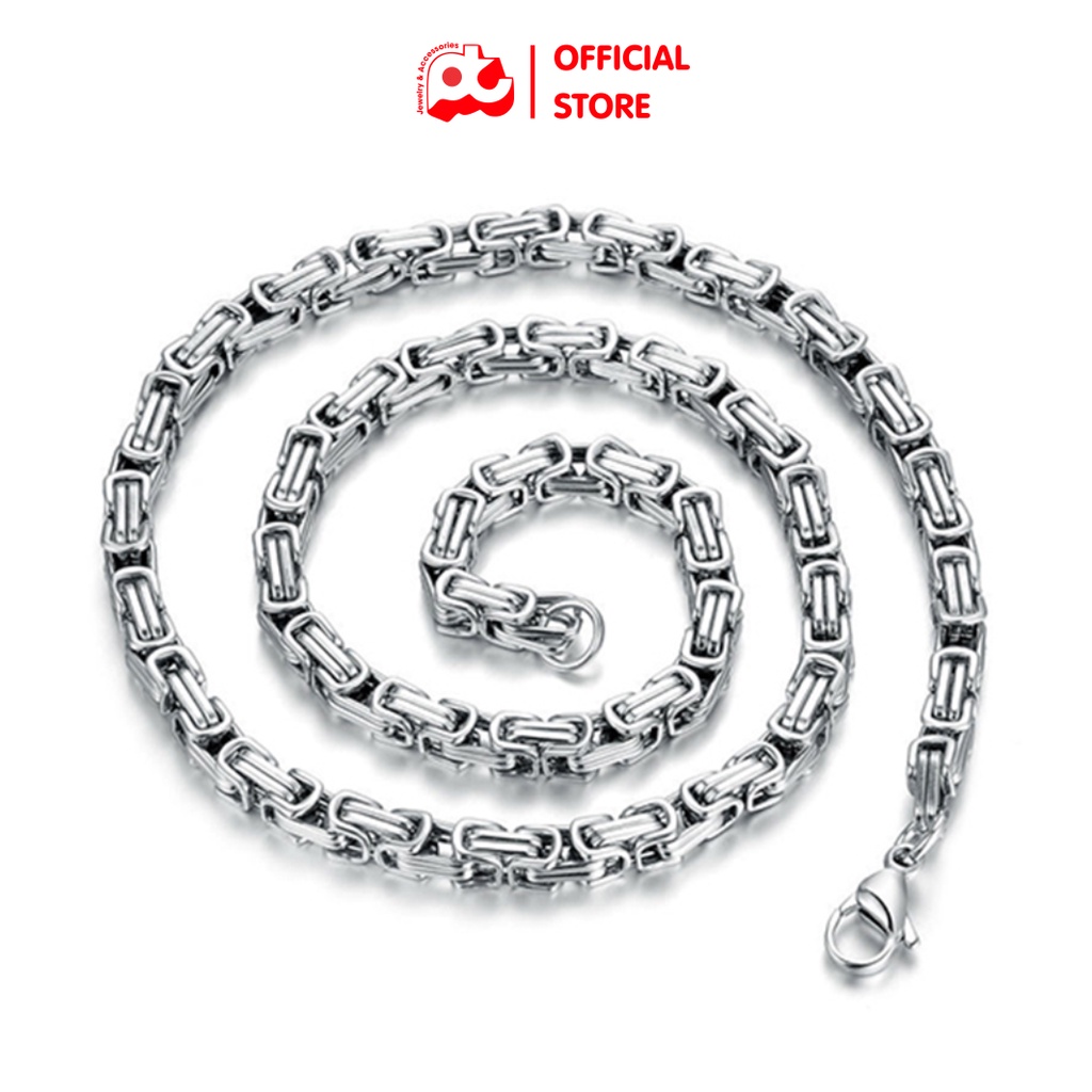 Dây chuyền nam thép không gỉ titan cao cấp đẹp sang trọng ziczac PT JEWELRY kích cỡ 5mm màu trắng PTDCNA25