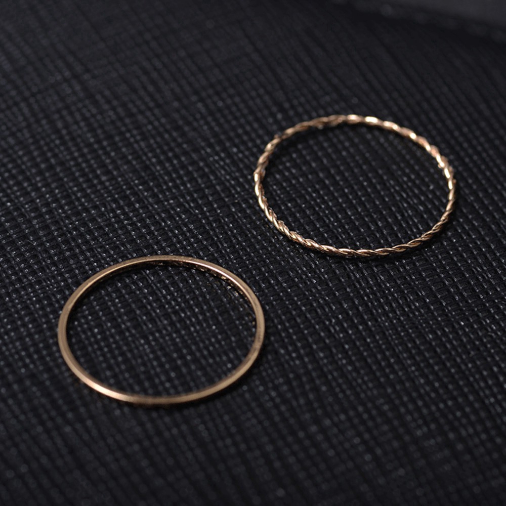 Bộ 2 nhẫn hình xoắn phong cách đơn giản