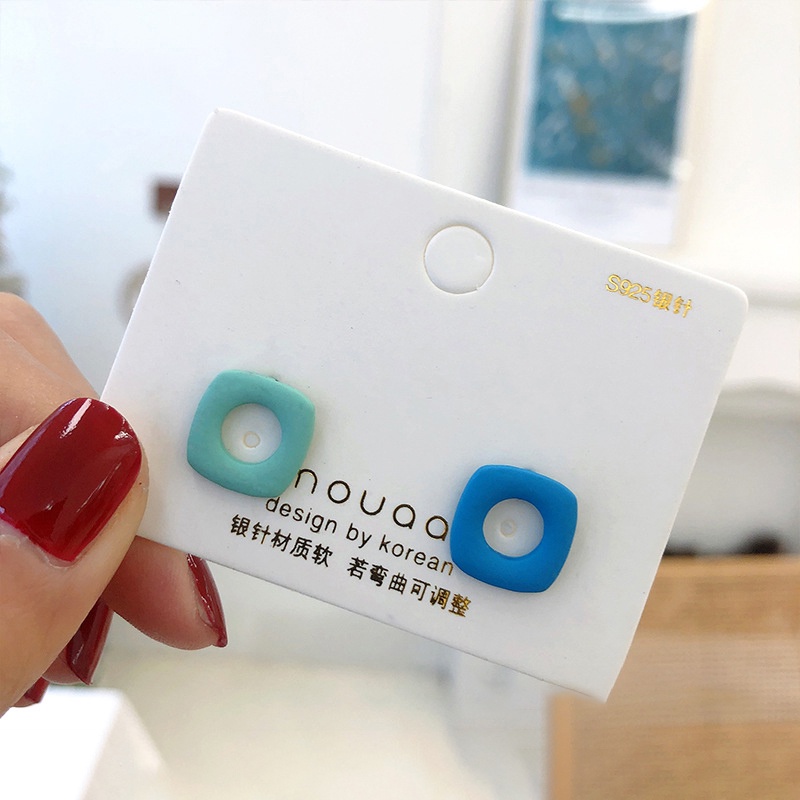 Khuyên tai dáng vuông màu sắc đơn giản thời trang sang trọng cho nữ