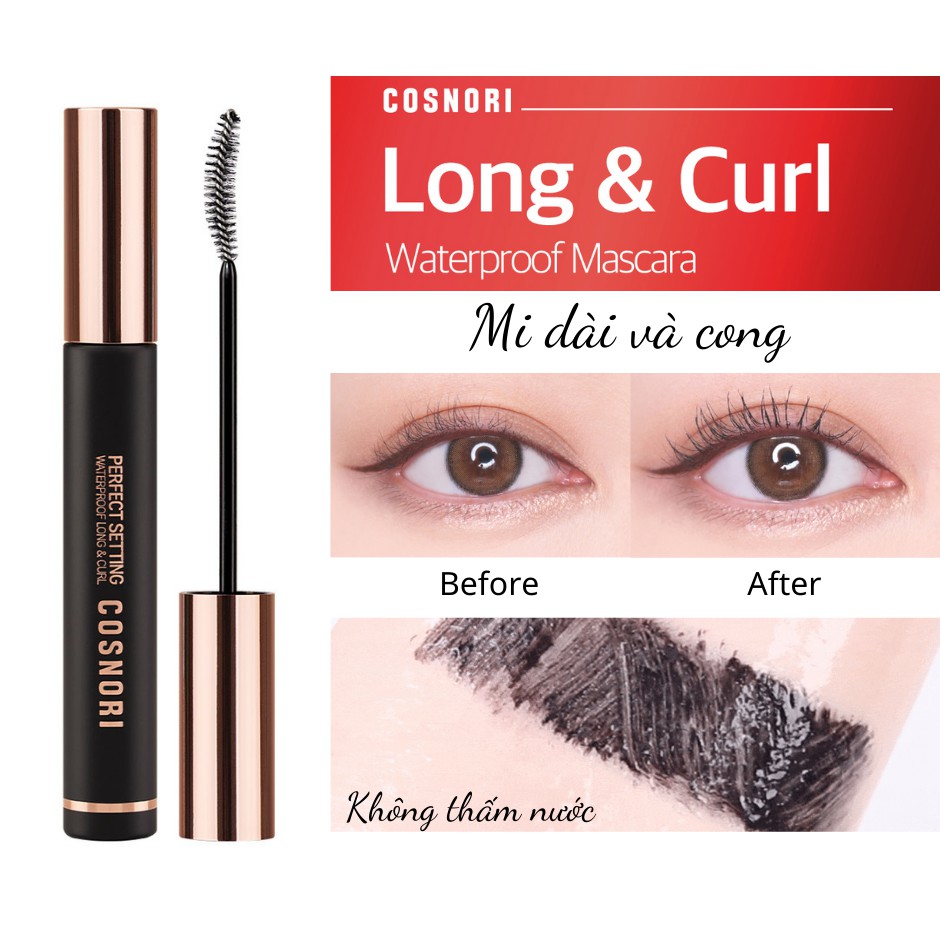 Chuốt mi chống nước siêu cong Cosnori Perfect Setting Mascara Waterproof 7ml