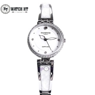 Đồng hồ nữ SUNRISE 9957SA trắng Đính đá sang trọng Kính Sapphire chống xước chống nươc