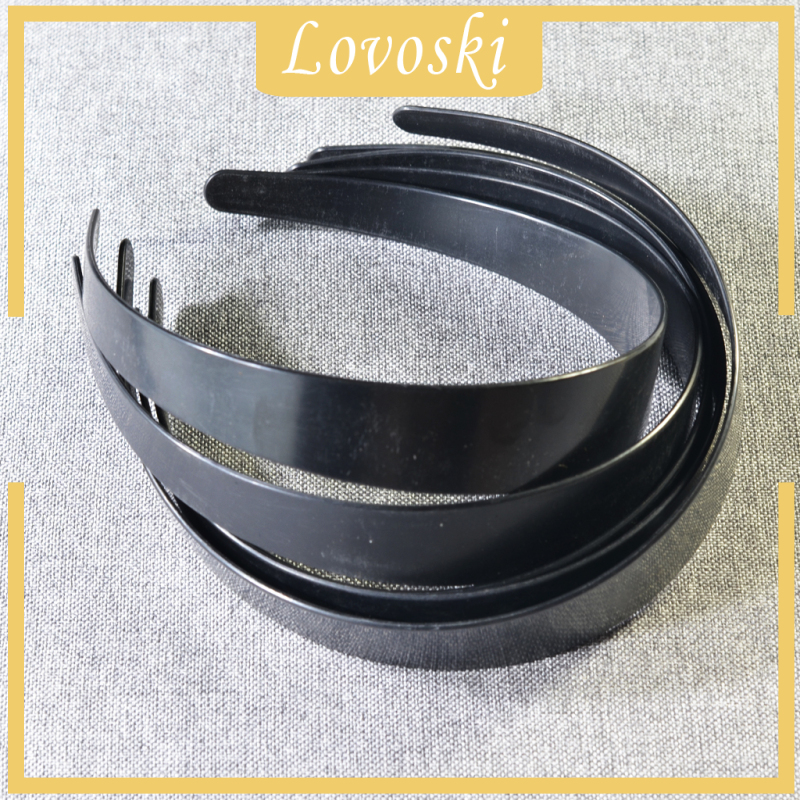 Bộ 5 Băng Đô Cài Tóc Bằng Nhựa Màu Đen Trơn Rộng 3cm DIY