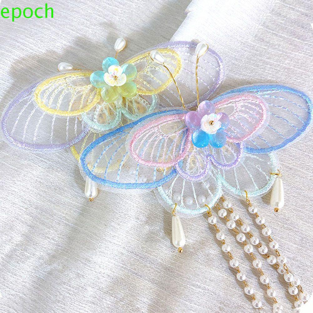 Epoch Kẹp Tóc Ruy Băng Dài Đính Hoa Và Bướm Phong Cách Trung Hoa Cổ Điển Ngọt Ngào