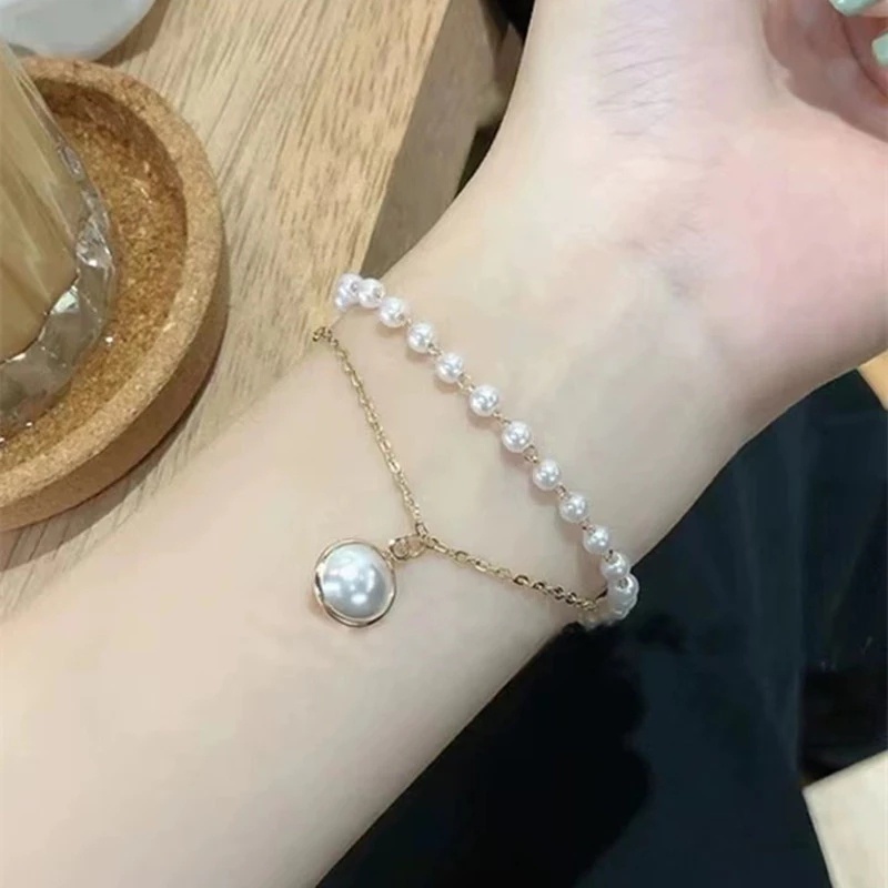 Vòng Tay Hai Lớp Đính Hạt Ngọc Trai Thời Trang Cho Nữ