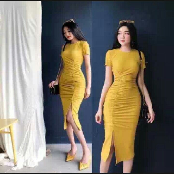 ( Có quà tặng) khi mua tuyệt phẩm đầm body dự tiệc giấu bụng xẻ tà trước vô cùng xinh xắn