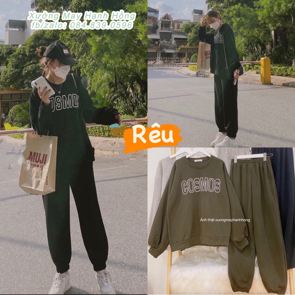 Set bộ nỉ bông Foruyes kèm quần nỉ jogger lót bông ấm,Set bộ nỉ COSMOS dài tay phong cách Hàn Quốc - Xưởng May Hạnh Hồng | BigBuy360 - bigbuy360.vn