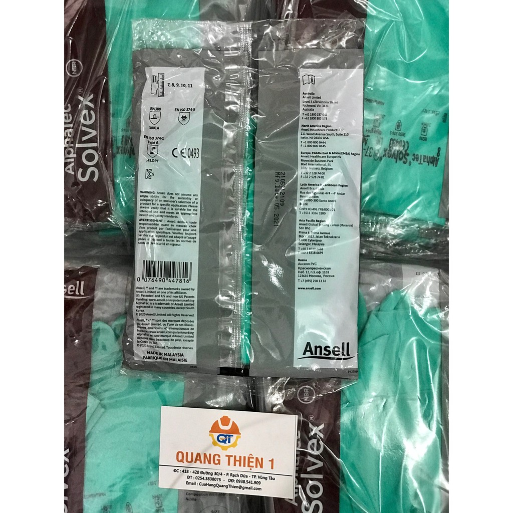 Bao tay  cao su ANSELL SOLVEX 37-176 chống hóa chất, dầu mỡ