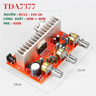 Mạch khuyếch đại công suất BTL 2.0 TDA 7377, Nguồn 12V - 15v, Dùng độ loa kéo, karaoke .v.v...