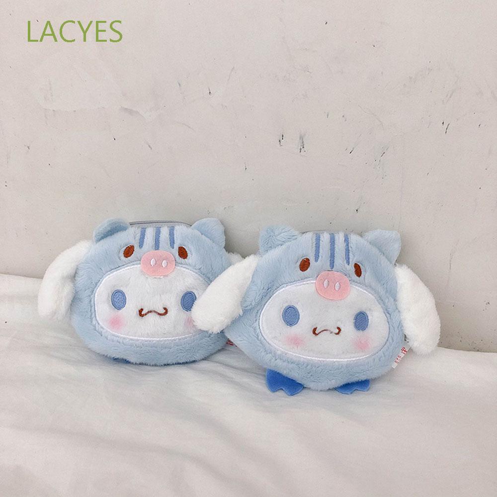 LACYES Túi ví đựng USB/tiền/chìa khóa bằng vải lông có dây kéo hình Cinnamoroll Nhật Bản làm quà tặng