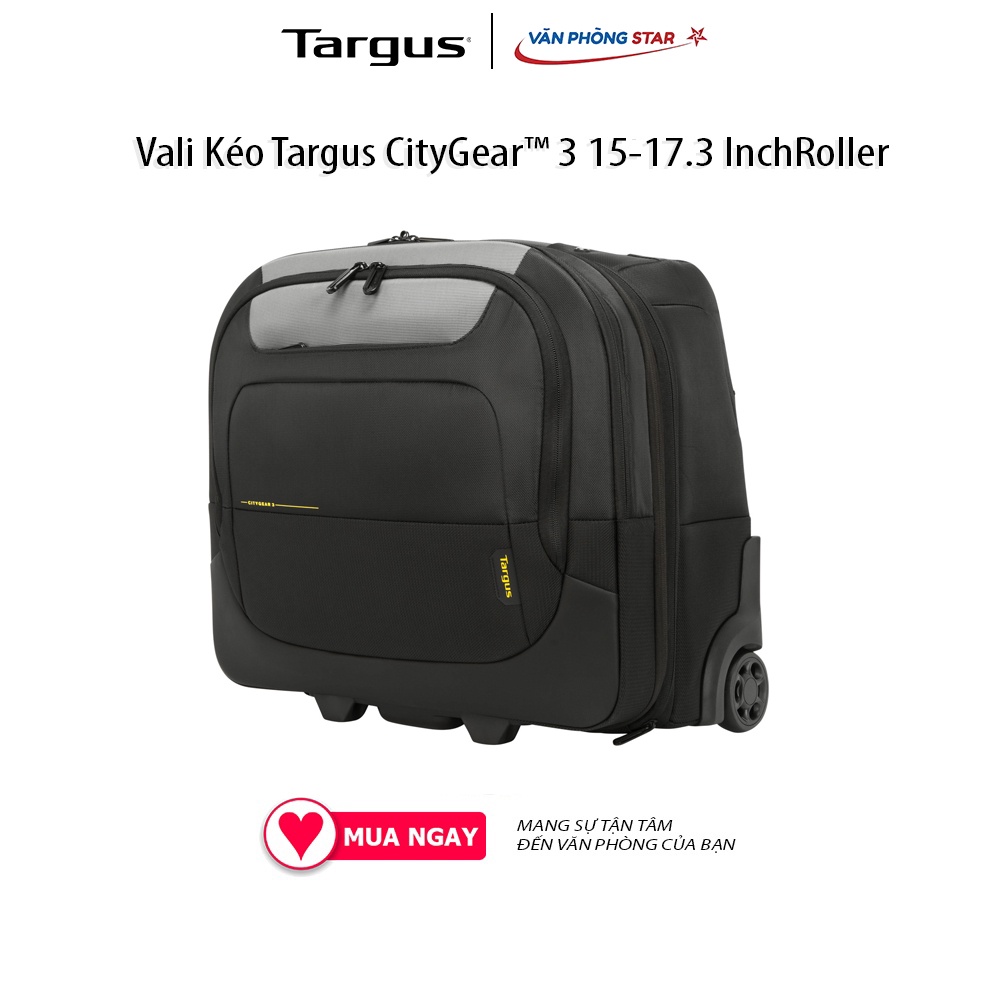 Vali Kéo Targus CityGear™ 3 15-17.3 Inch Roller Laptop Case TCG717GL-80 vừa 15-17,3 ”có thêm túi đựng máy tính