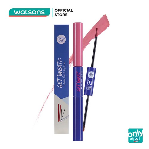 Son Lì Và Bóng Hai Đầu Cathy Doll Get Sweat Matte Tint & Lip Coat 2.4g + 2.5g .#01 Skiing Nude