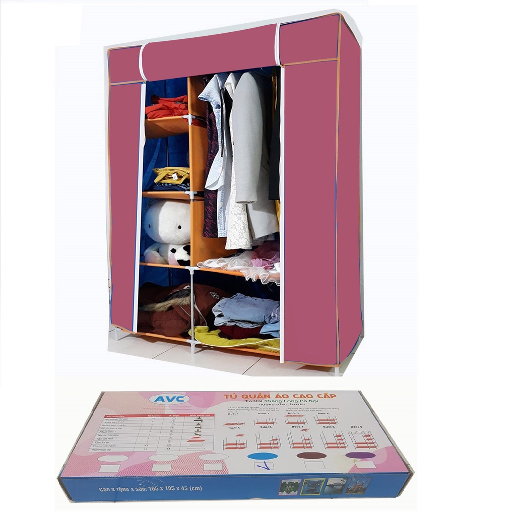 Tủ Vải Quần Áo 2 Buồng 6 Ngăn To, Bền - ảnh kèm theo thật 100%