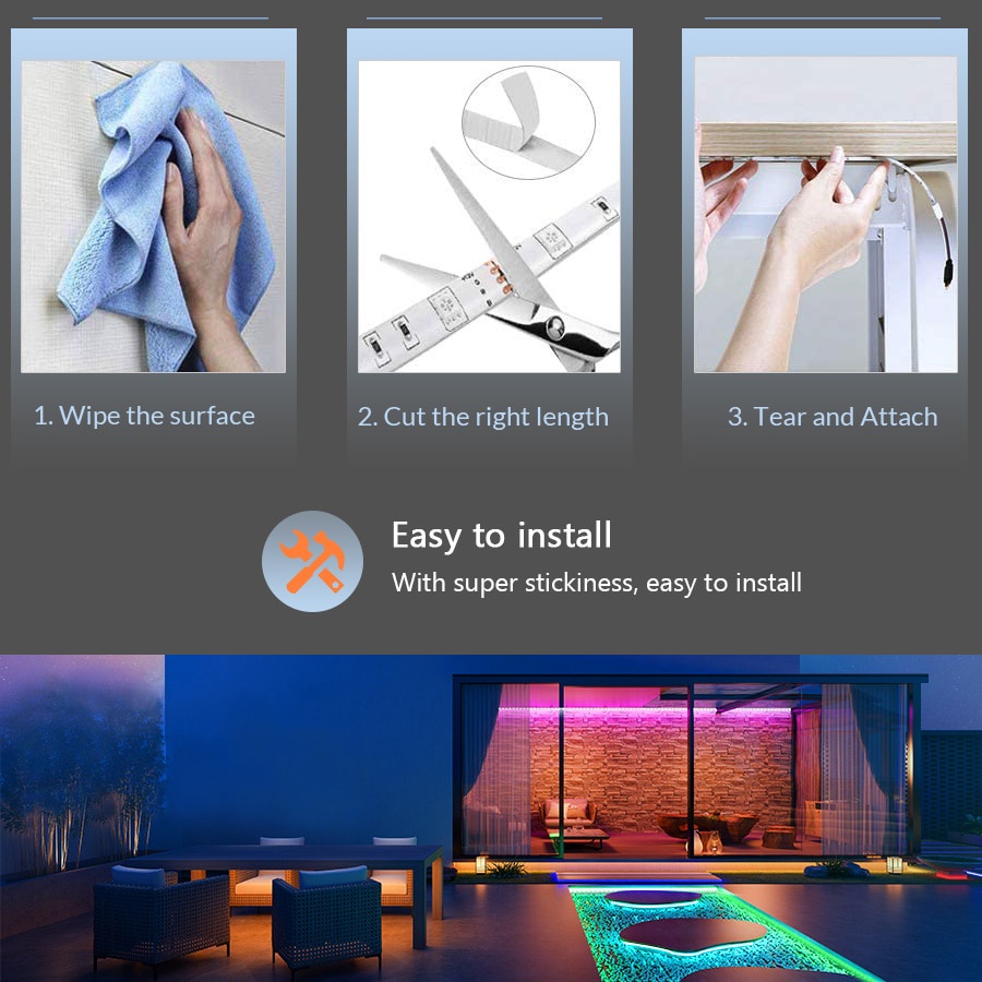 Gbkof LED Strip Light RGB 60LEDs SMD 2835 5050 Luces Led Light Strip DC 12V Flexible Ribbon IR WiFi Bluetooth Contoller+Adapter UK
