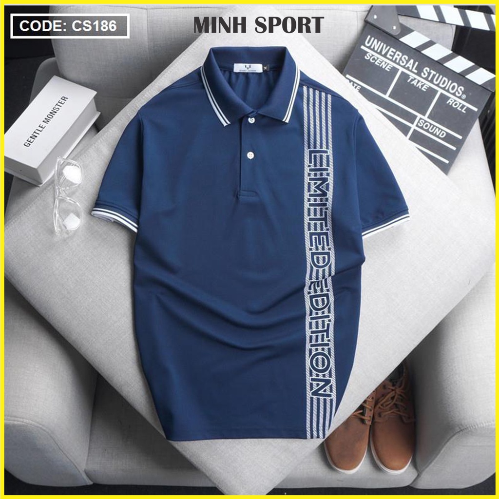 Áo Thun Polo Nam Tay Ngắn Cổ Bẻ In Họa Tiết Sọc, Chất Vải Thun Poly Thái Co Giãn Tốt, Mặc Mát mã AO.36