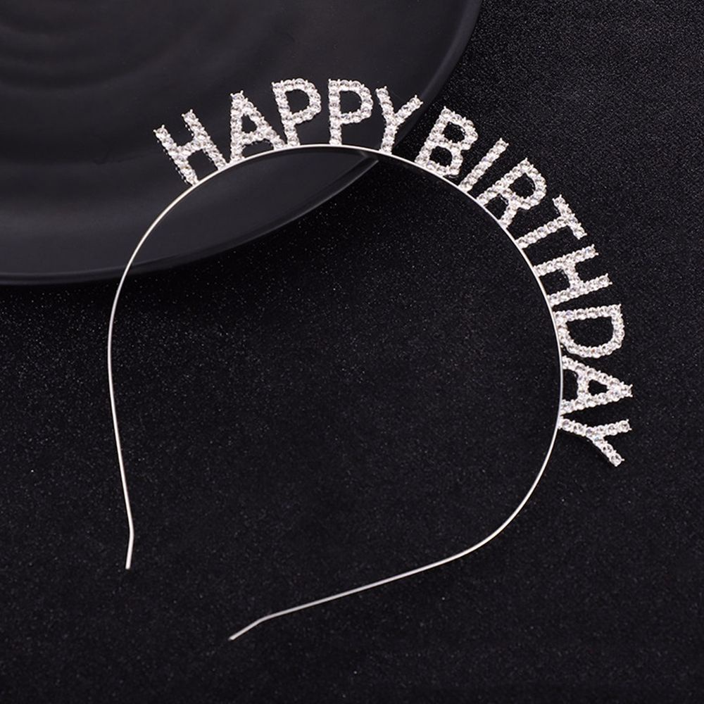 Băng đô cài tóc hình vương miện in chữ Happy Birthday sang trọng phong cách Hàn Quốc cho nữ