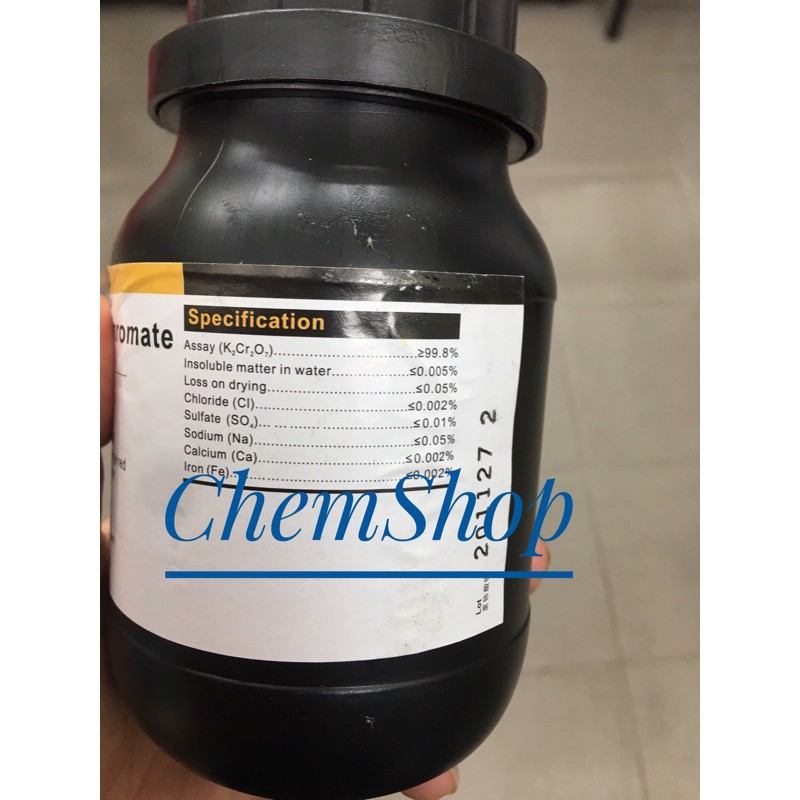50g Hợp chất tinh khiết K2Cr2O7 (Potassium dichromate, nhãn phụ, chiết từ chai 500g)