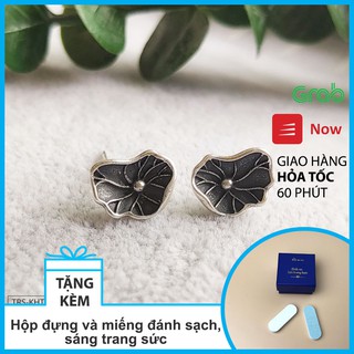 Bông tai phong cách Phật Giáo hình Lá sen- Khuyên tai Bạc cao cấp phong thủy,may mắn bình an - Hiên Nhà