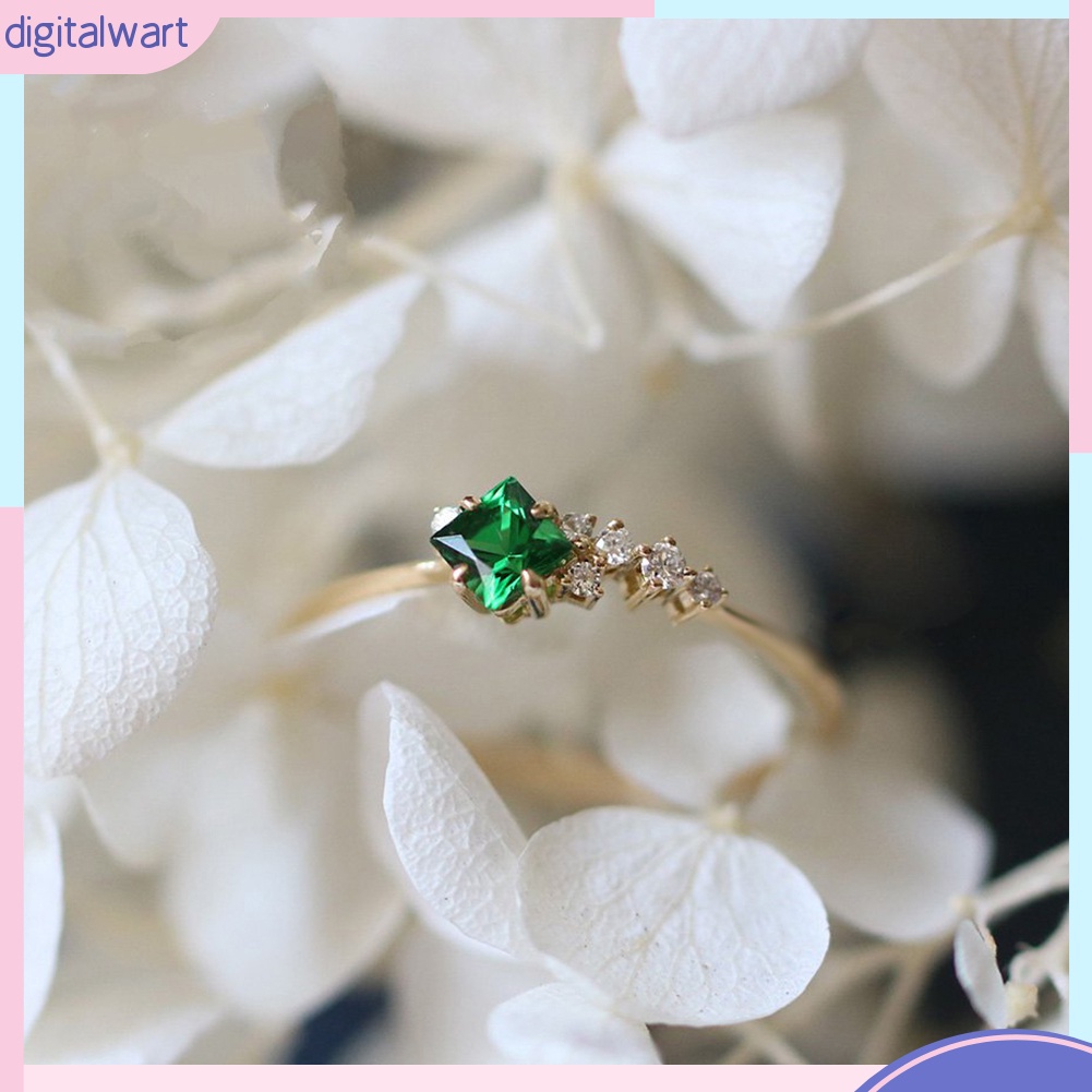 Nhẫn Đính Đá Ngọc Lục Bảo Nhân Tạo Sang Trọng Cá Tính Cho Nữ