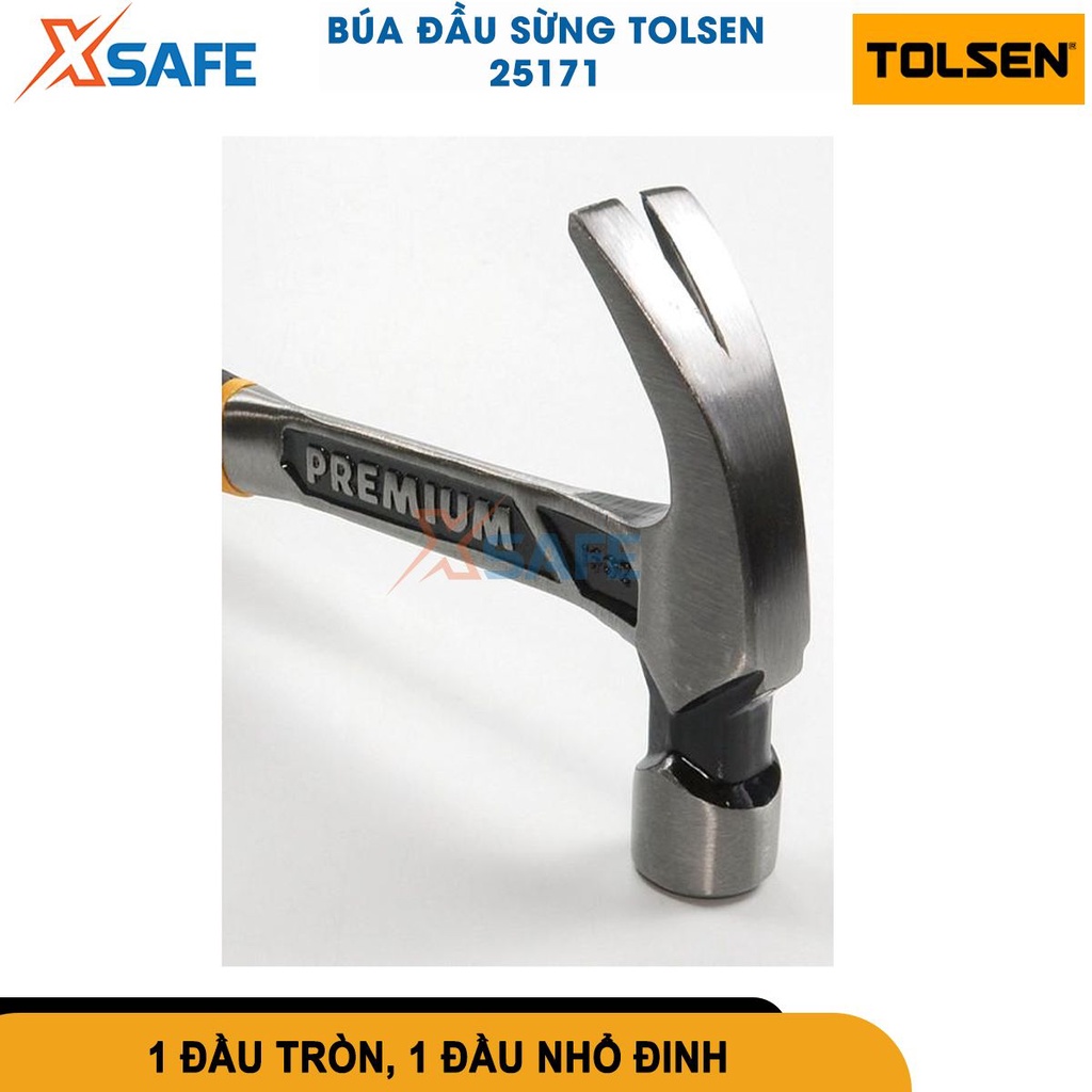 Búa đóng đinh đa năng TOLSEN 25171 hợp kim thép cao cấp chống rỉ, búa nhổ đinh cầm tay đóng đinh bê tông, tường, gỗ
