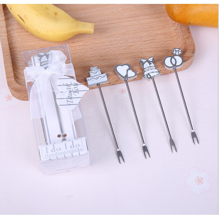 Bộ bốn ghim nĩa trái cây phong cách (chất liệu inox không gỉ)