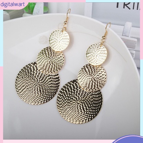 Cặp khuyên dáng dài thiết kế hình 3 vòng tròn to dần đều sang trọng cá tính dành cho nữ