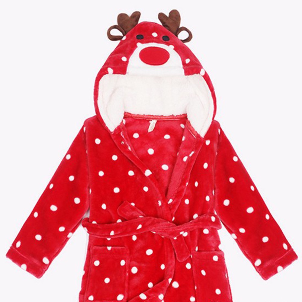 BEAR LEADER Áo Choàng Tắm Có Mũ Trùm Bằng Vải Flannel In Hoạt Hình Dễ Thương Thời Trang Mùa Đông Cho Bé 2-6 Tuổi