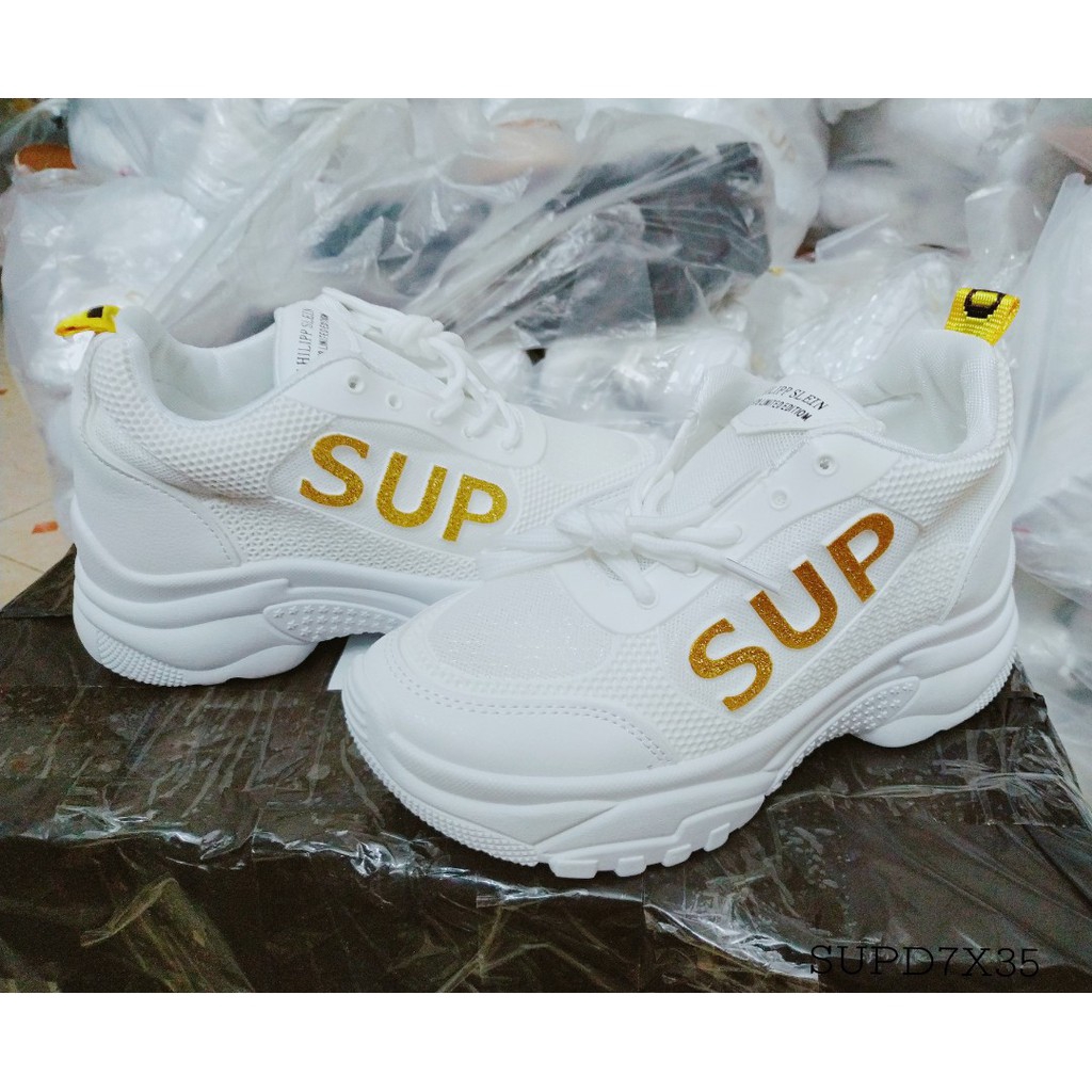 [Mã FAGREEN245 giảm 10% tối đa 30k đơn từ 99k] Giày Thể Thao Đế Cao Màu Trắng Phối Chữ M - SUP Nhũ 02 Màu 2 Cạnh Giày | BigBuy360 - bigbuy360.vn
