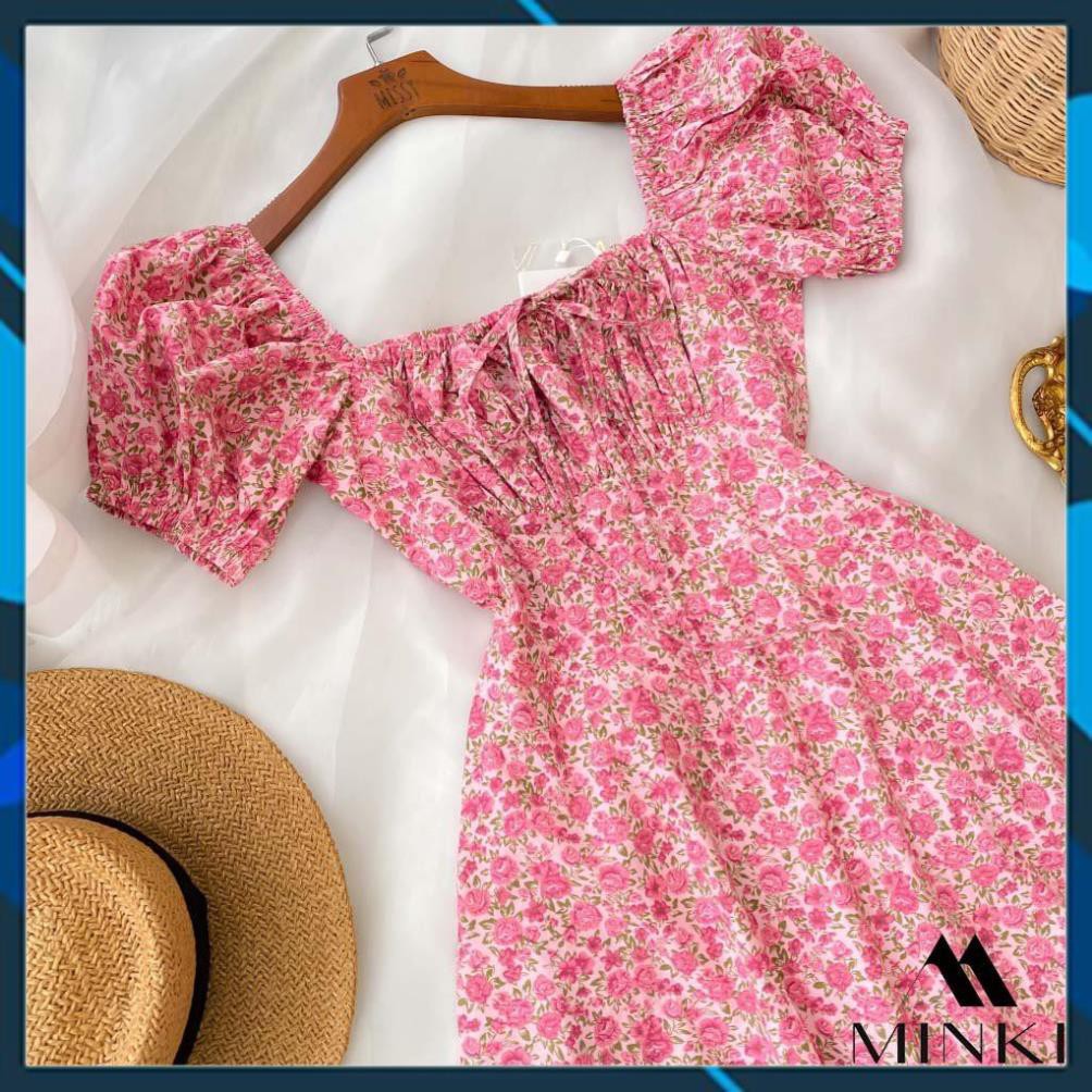 [ HOT DEAL ]  Váy Hoa Nhí Cổ Vuông - Chất liệu Thô Pha Tơ Nhập Khẩu - Phiên Bản Hoa Hồng Vintage [][] | BigBuy360 - bigbuy360.vn