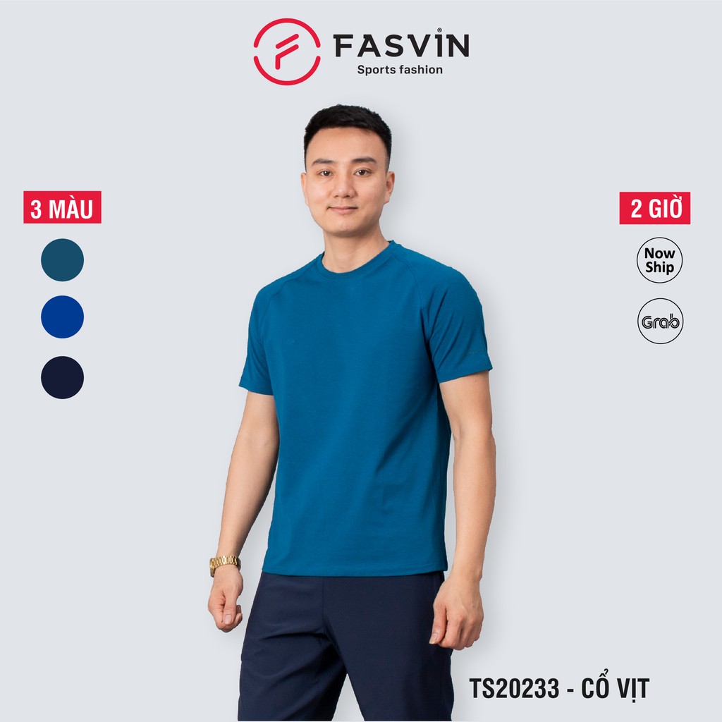 Áo thun nam Fasvin TS20233.HN vải Cotton chun mềm mịn thoáng mát dễ chịu không bai xù
