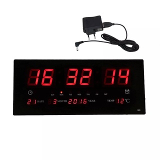 Đồng hồ treo tường loại lớn màn hình kỹ thuật số có đèn LED, chức năng ngày hẹn báo thức