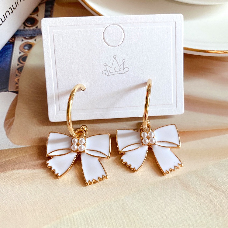 Bông Tai Bạc 925 Đính Ngọc Trai Tráng Men Phong Cách Vintage