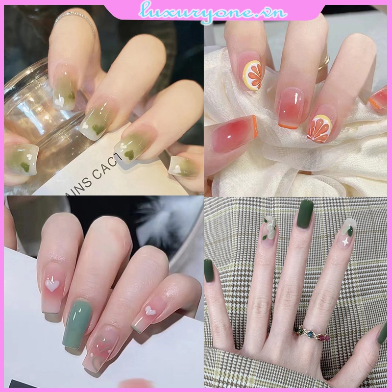 Bộ 24 móng tay giả hình gấu hoạt hình xinh xắn