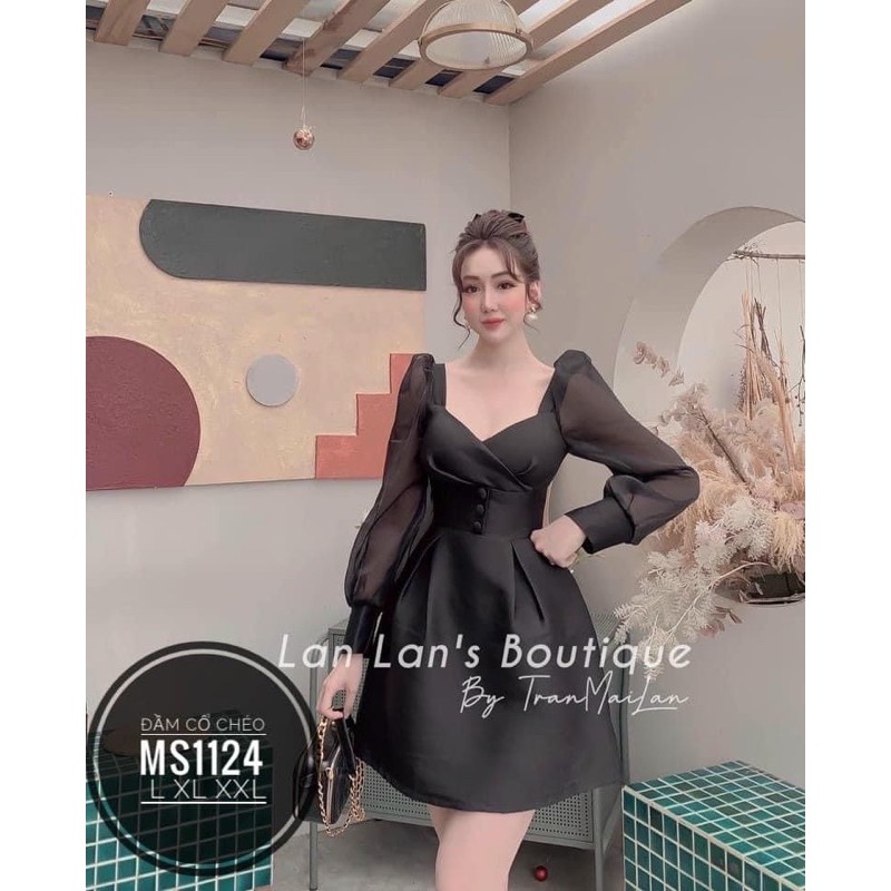 đầm dự tiệc cổ đắp phối tay voan xốp bigsize 55kg-90kg✅✅ | BigBuy360 - bigbuy360.vn