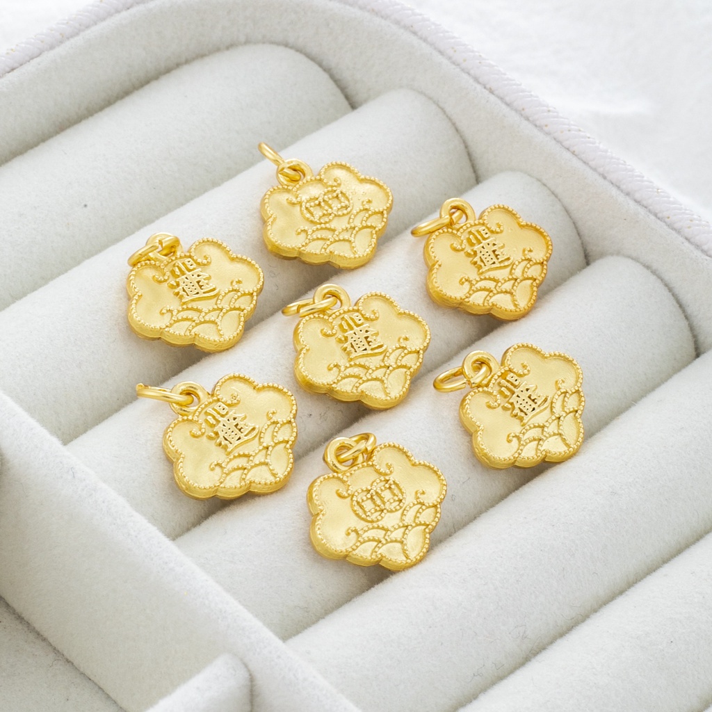 Túi Đồng 18k Mặt Dây Chuyền 13 * 14mm diy Màu Vàng Kim