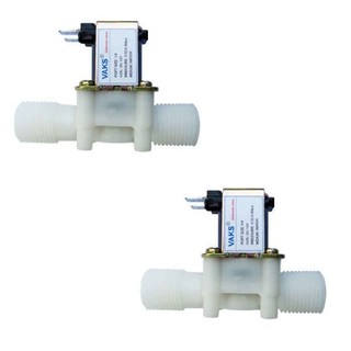 Bộ 2 cái van điện từ phi 21 N/C (Van thường đóng) dùng điện 12V DC VAKS V12-21 (Trắng)