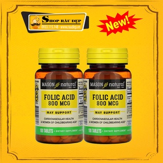  Combo 2 - Viên Folic 800mcg Mason Natural Tốt Cho Bầu