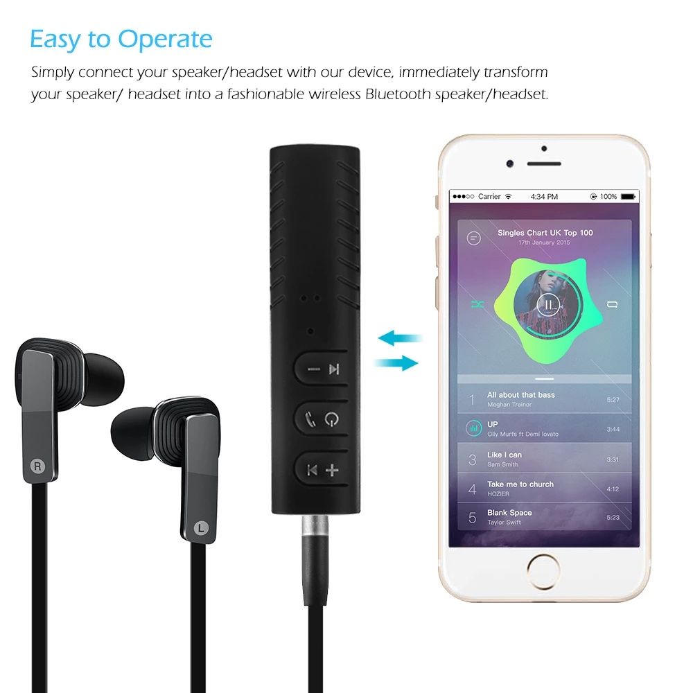Thiết Bị Thu Phát Tín Hiệu Âm Thanh Bluetooth 5.0 A2dp 3.5mm Dành Cho Ô Tô
