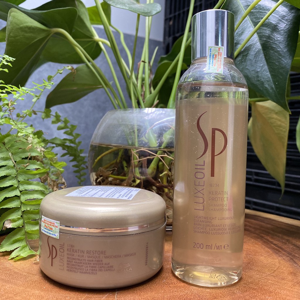 Combo gội và hấp Wella SP Luxe Oil Keratin 200ml/150ml