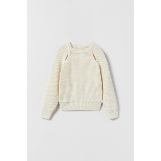 Áo Len Dáng Ngắn Bé Gái Khoét Ngực Kem Sữa ZR(cắt tag)