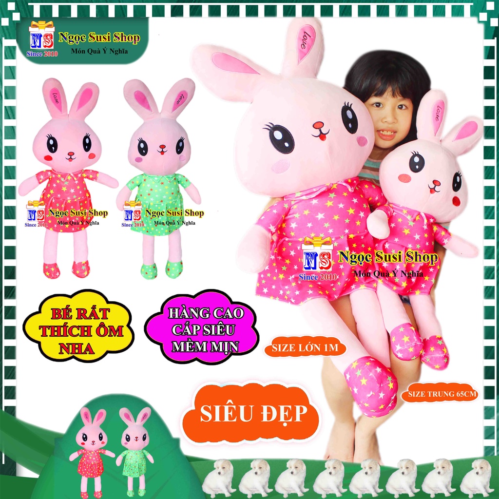 GẤU BÔNG THỎ MĂC ĐẦM BÚP BÊ KHỔNG LỒ SIÊU CƯNG RẤT MỊN ÔM NGỦ - THÚ BÔNG HÌNH CON THỎ BÚP BÊ