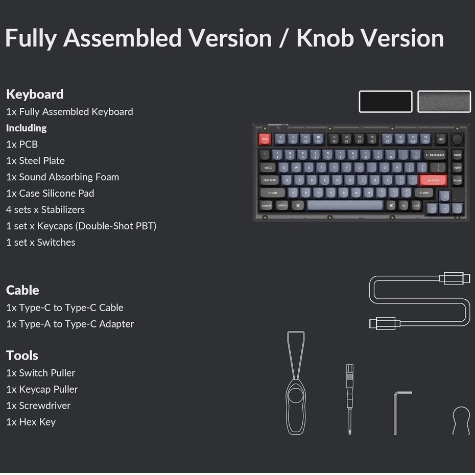 Kit - Bàn phím cơ Keychron V1 QMK / VIA - bảo hành 12 tháng