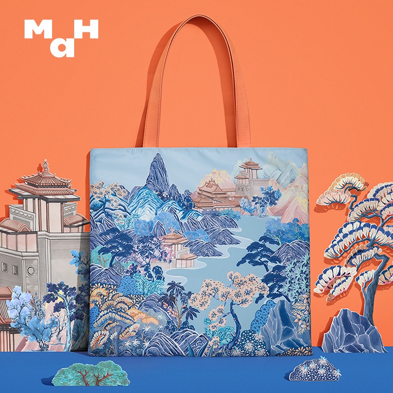 MAH Túi đeo vai Túi tote du lịch sức chứa lớn thiết kế in cảnh núi