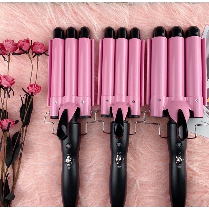 Máy Uốn Tóc Sóng 3 trục Hair Curler ichibai Vàng,hồng,đen
