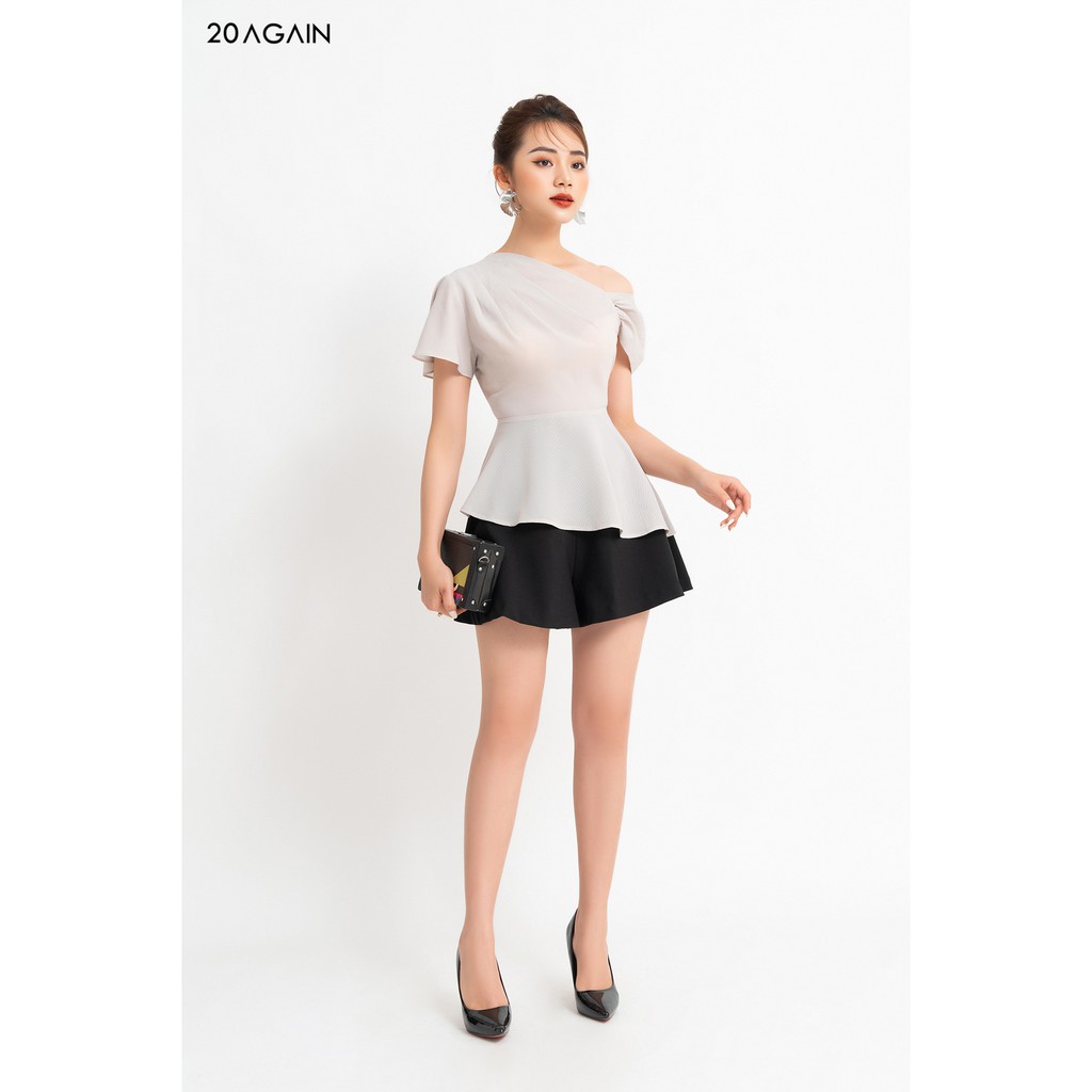 Áo sơ mi ngắn tay cổ lệch 20AGAIN thiết kế công sở tôn dáng ASA1260