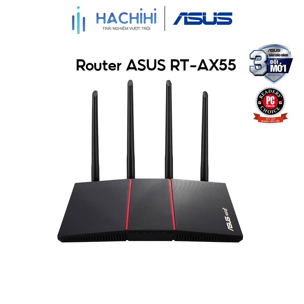 Router ASUS RT-AX55 Black Wifi 6 AX1800 2 băng tần