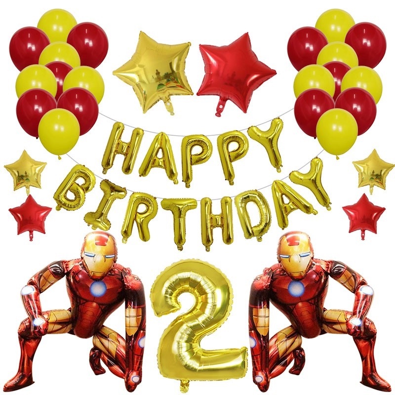 1 Set 42 Bóng Bay Hình Người Nhện 3D Trang Trí Tiệc Sinh Nhật Cho Bé