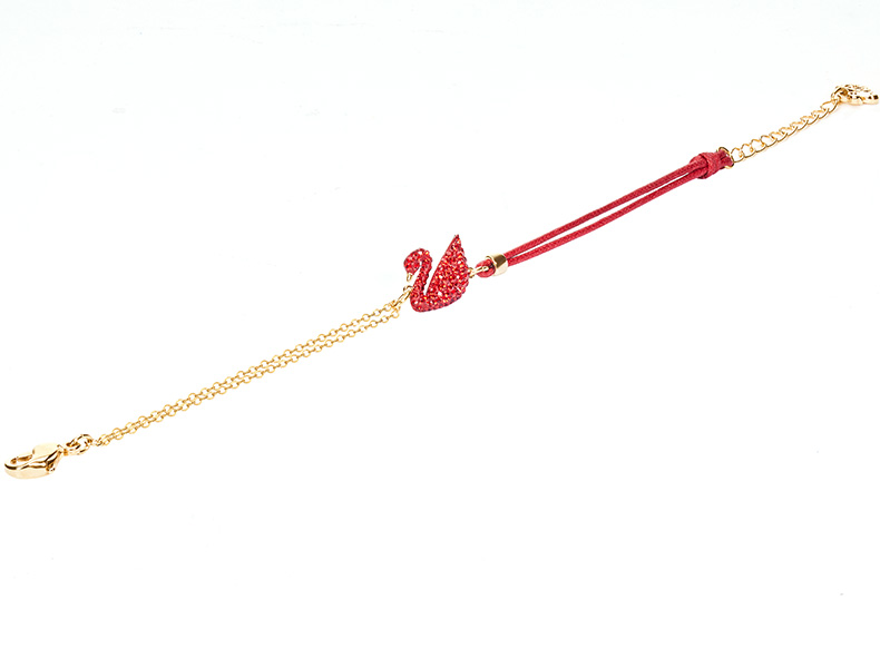 Vòng Đeo Tay Swarovski Mặt Biểu Tượng Thiên Nga Màu Đỏ Phong Cách Cổ Điển Thời Trang Cho Phụ Nữ
